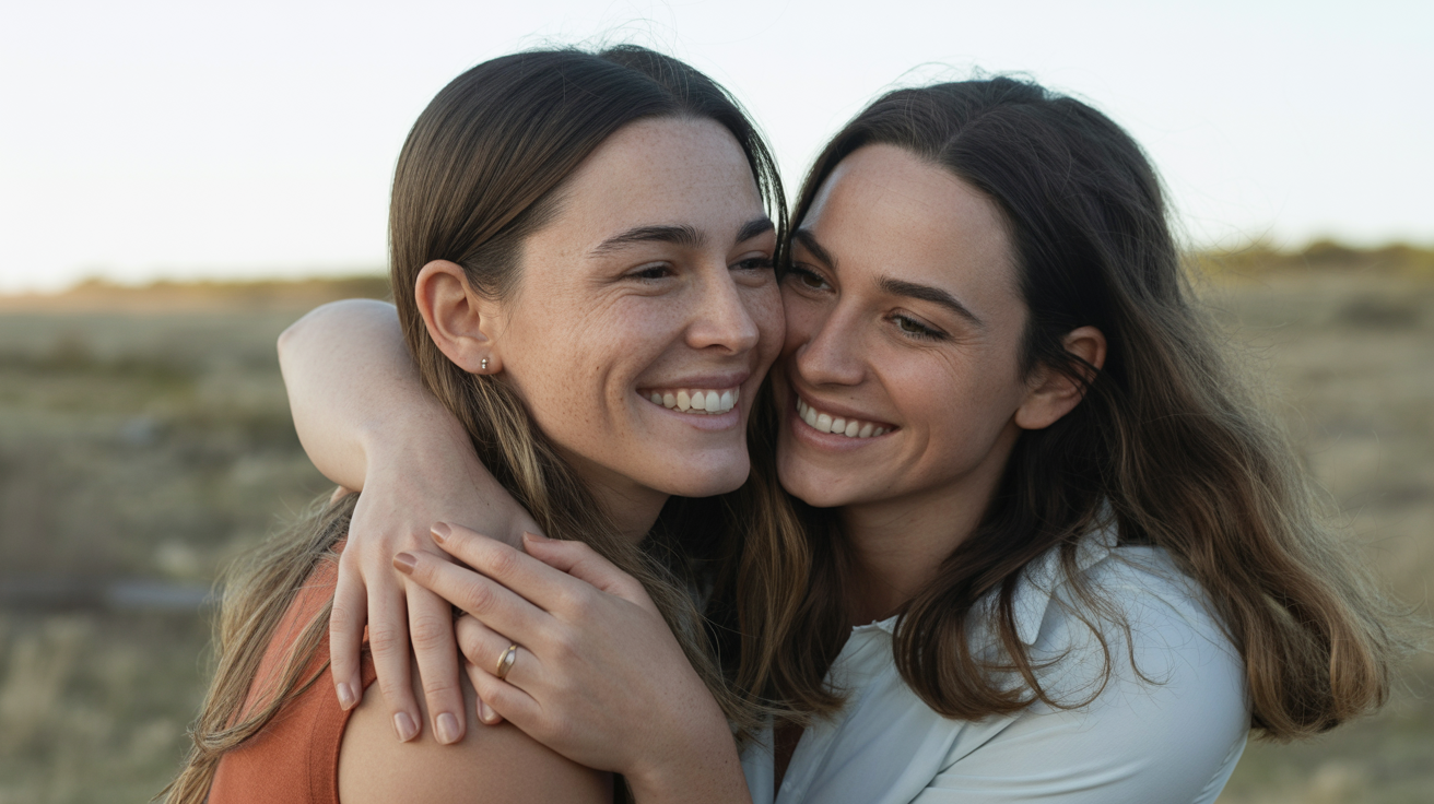 Pareja de mujeres mostrando cariño y complicidad